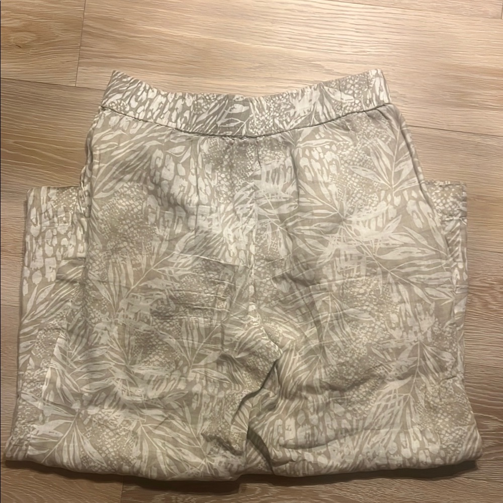 Beige Patterned Linen Pants - Picture 3 of 4